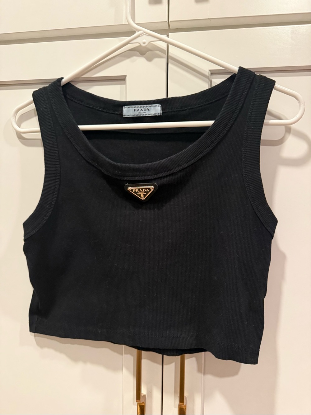 PRADA Milano black crop tank top size large